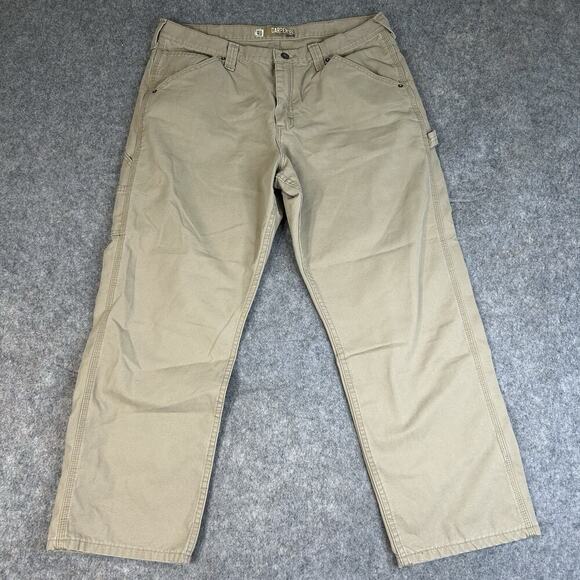 VTG 90s Y2K Lee Dungarees Baggy Carpenter Pants Men’s 38X30 Light Khaki Tan - Picture 1 of 10